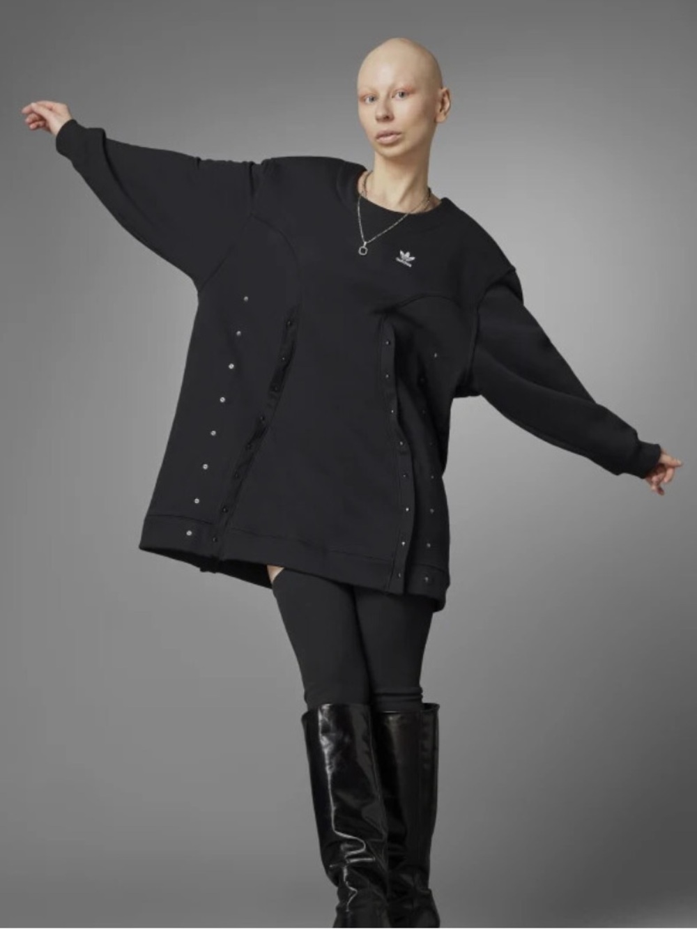 NWT Adidas sweatshirt dress with unique snaps size Medium